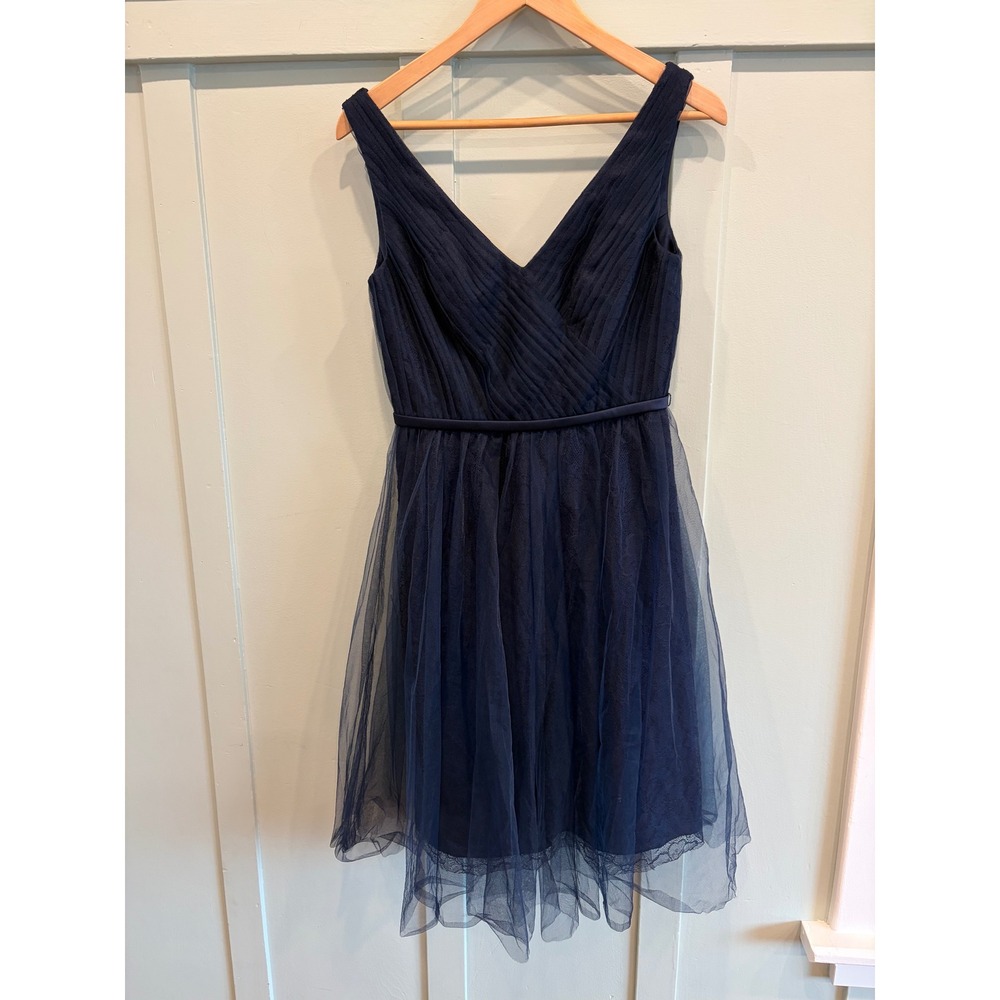 WHITE by Vera Wang Midnight Navy Tulle Lace A Line Cocktail Dress Size 4 Hoco